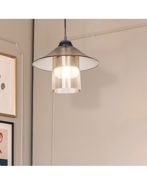 Lampada a sospensione stile vintage diffusore e paralume ambra Inka ASZ1464