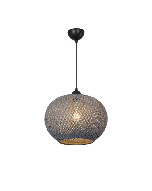 Lampada a sospensione con paralume in corda intrecciato antracite Yumak MDL4745