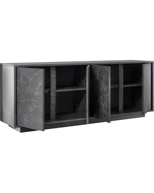 Madia 4 ante effetto marmo nero Rock 180x43x79h