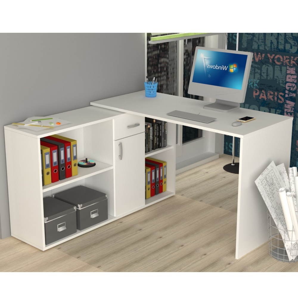 Scrivania angolare bianca reversibile Alis
