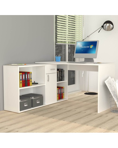 Scrivania angolare bianca reversibile Alis