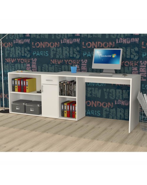 Scrivania angolare bianca reversibile Alis