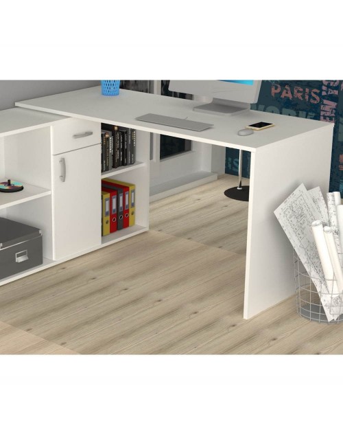 Scrivania angolare bianca reversibile Alis