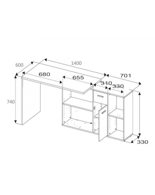 Scrivania angolare bianca reversibile Alis